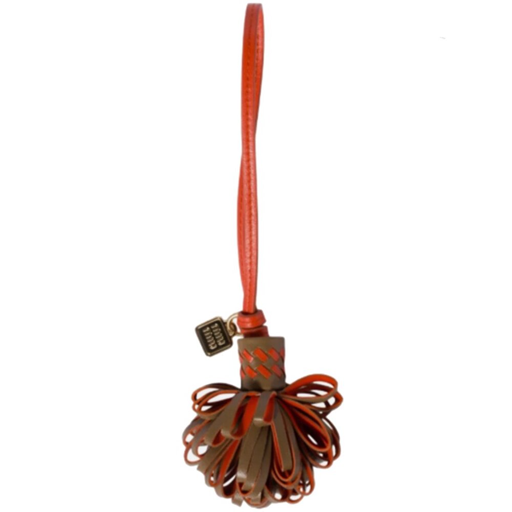 Miu Miu Bag Charm Leather Keychain NEW, Nappa Leather Orange green